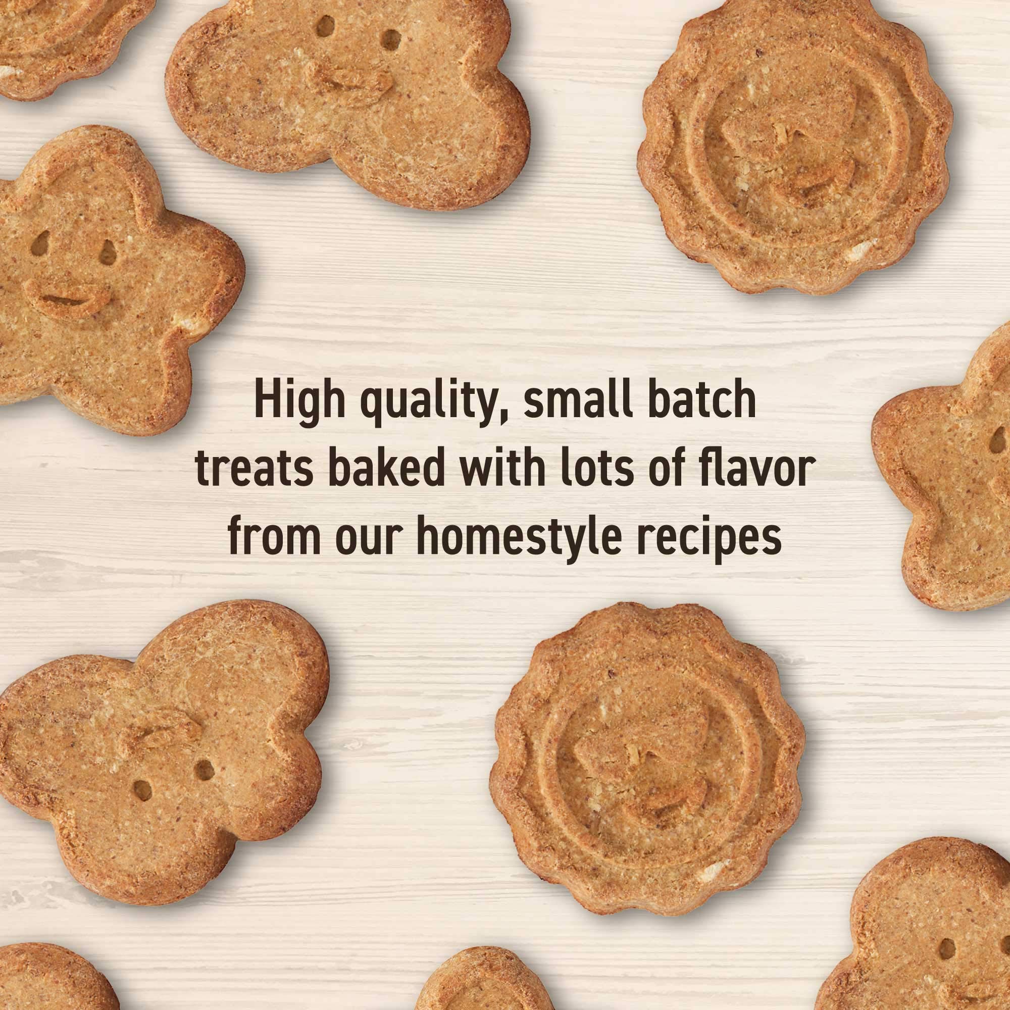 Crunchy biscuit texture shown for satisfying dog crunch