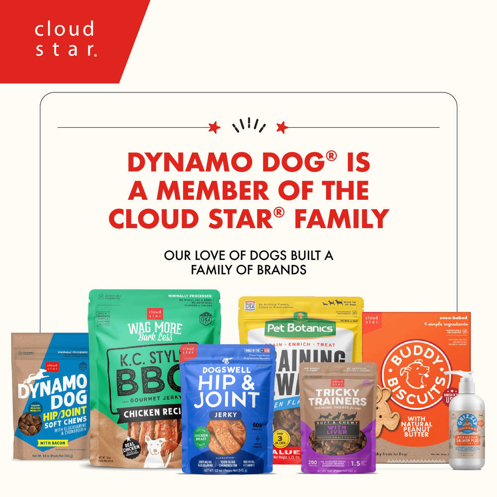 Cloud Star Dynamo Dog Soft Chews include glucosamine and chondroitin for joint care