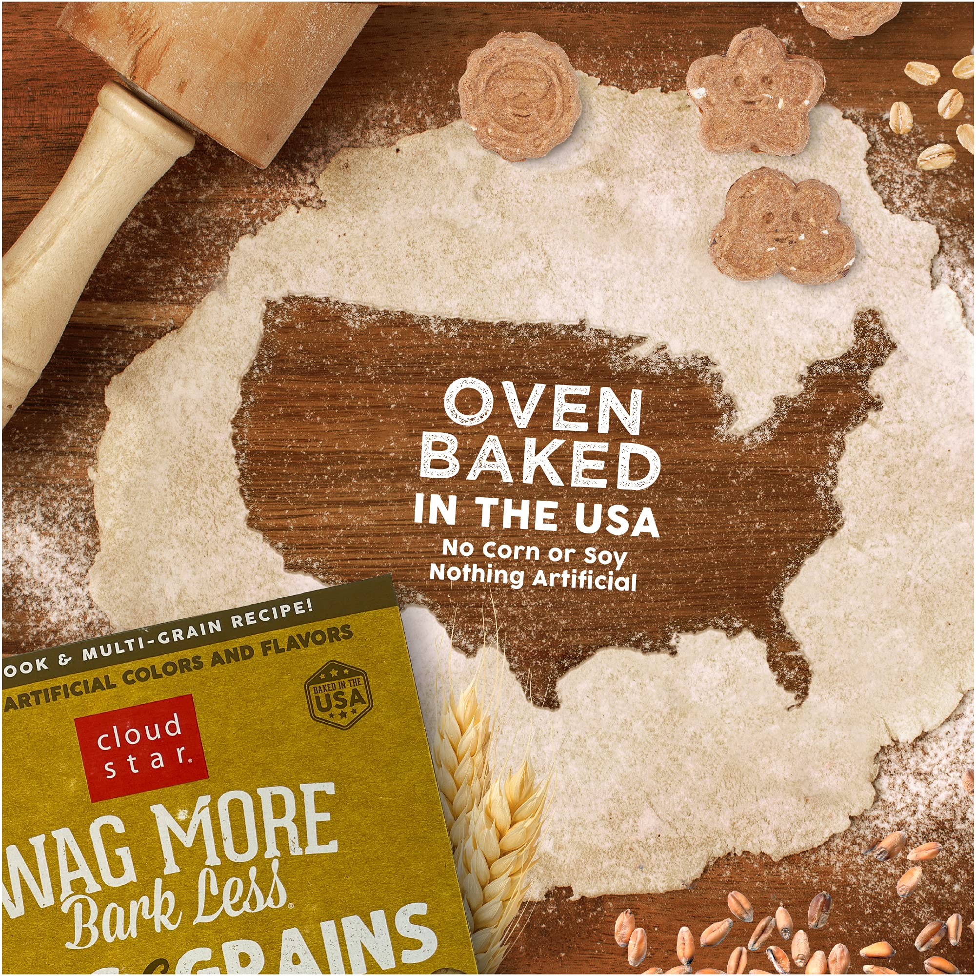 Cloud Star Wag More Bark Less no artificial colors or flavors for pure dog treat enjoyment.