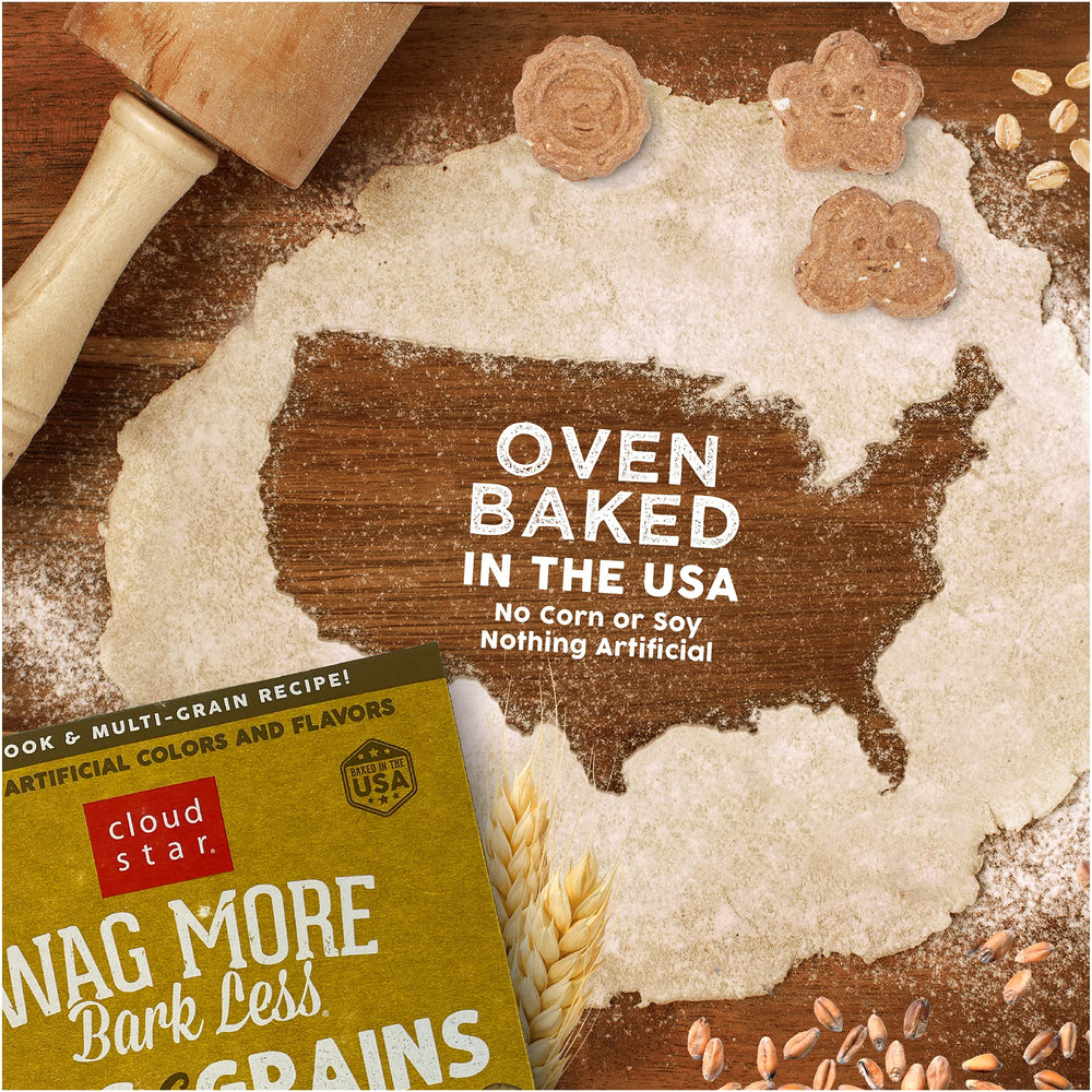 Cloud Star Wag More Bark Less no artificial colors or flavors for pure dog treat enjoyment.