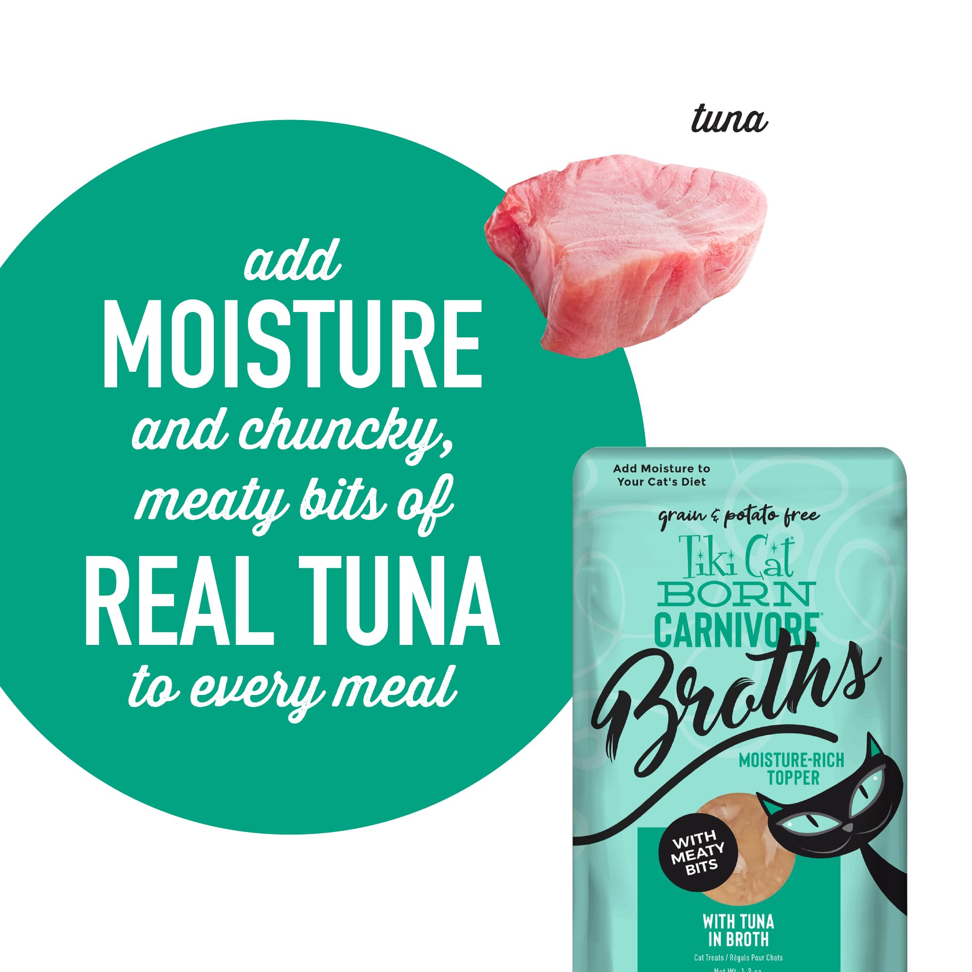 Cloud Star Tiki Cat Born Carnivore Broths dry food boost with tuna flavor