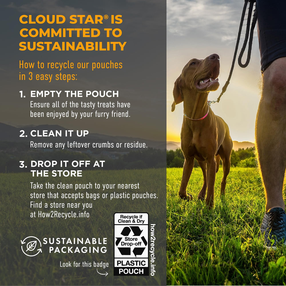 Cloud Star Tricky Trainers 360 treats per bag close-up.