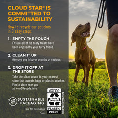 Cloud Star Tricky Trainers 360 treats per bag close-up.