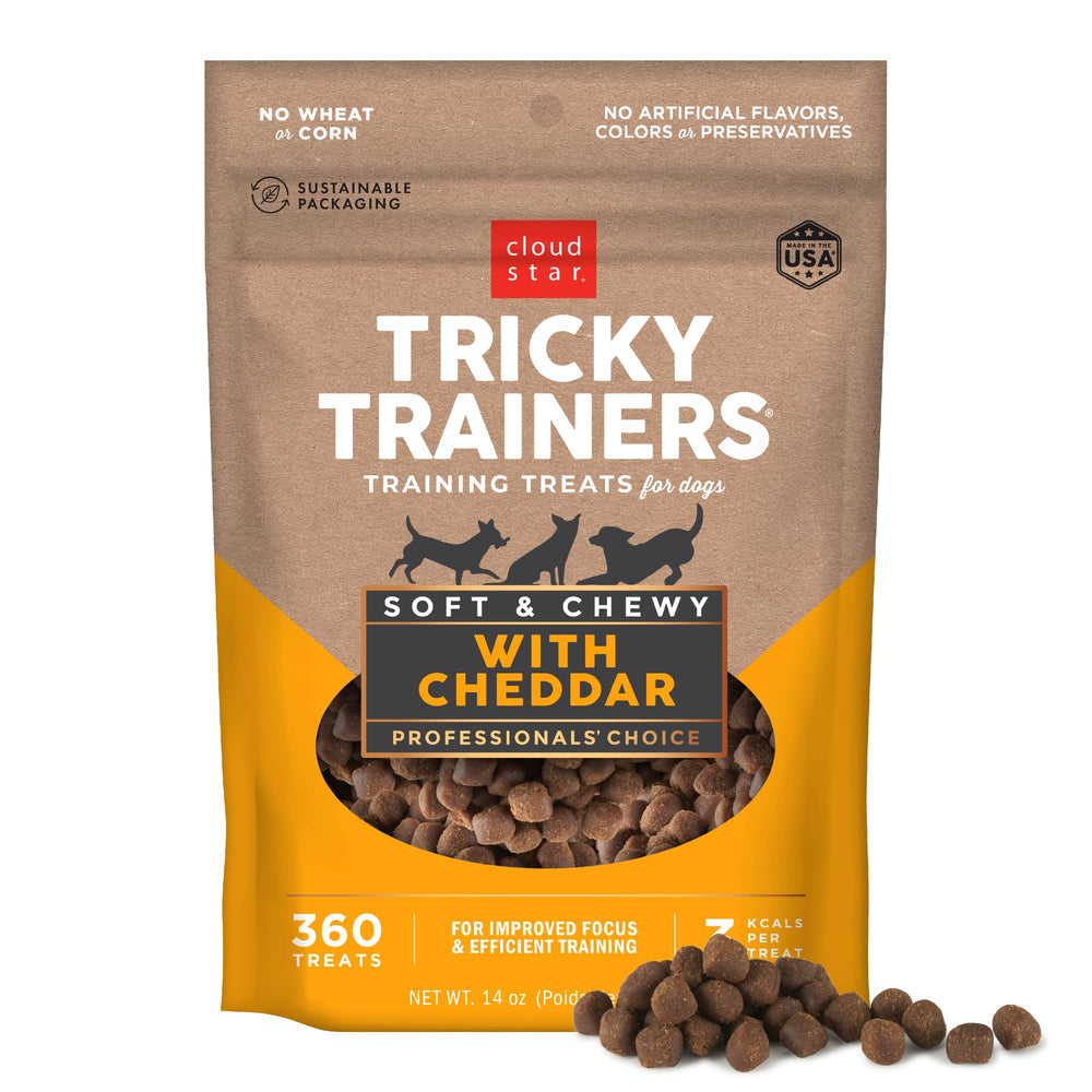 Cloud Star Tricky Trainers cheddar bag front view for effective dog training rewards.