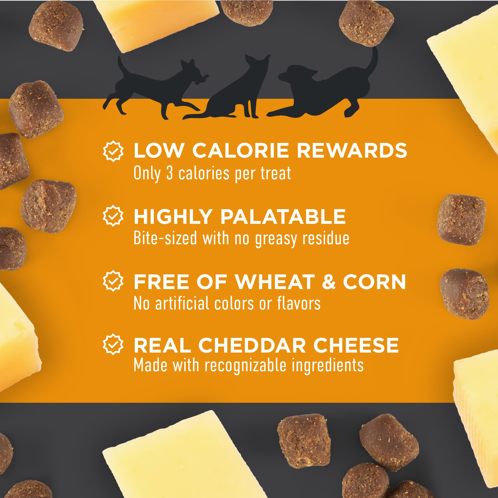 Cloud Star Tricky Trainers cheddar treats close-up, highlighting aroma and chewy texture.