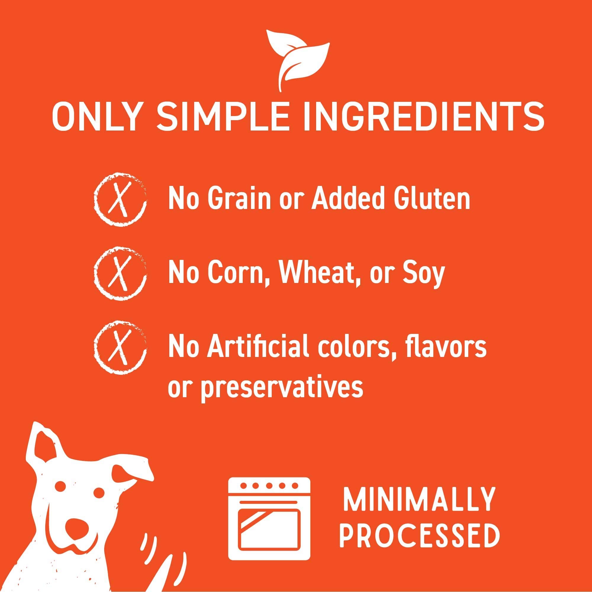 No artificial colors or flavors; natural peanut butter and apples in chews.