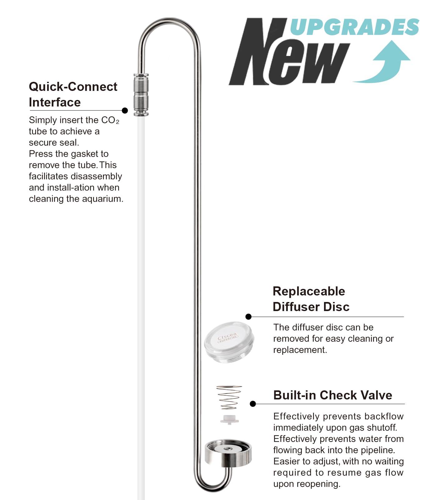 Clscea diffuser metal check valve enables quick tubing connections