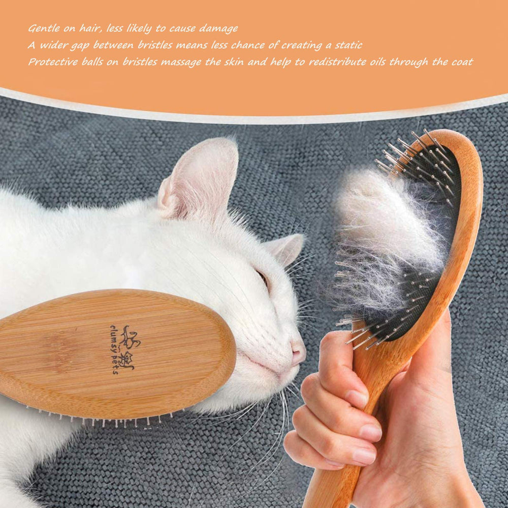 Clumsy Pets lightweight brush sized for easy handling.