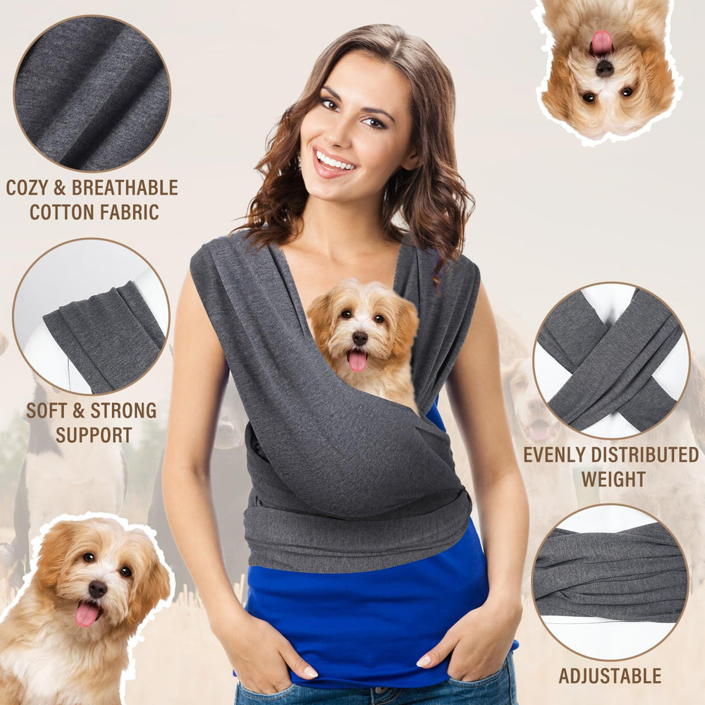 Clysee adjustable pet sling with soft fabric for comfy family use.