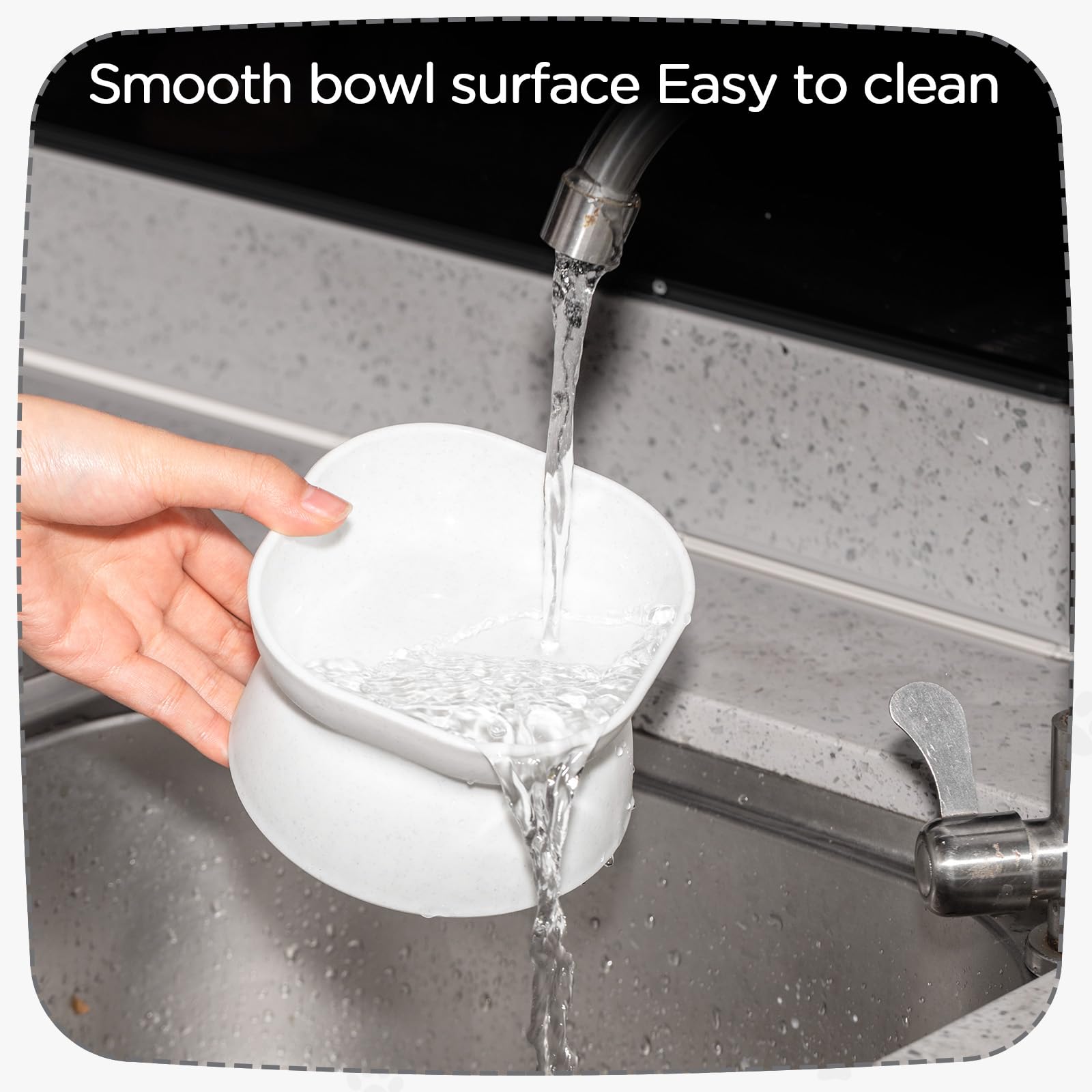Clysee plastic cat bowls with smooth edges prevent scratches during meals