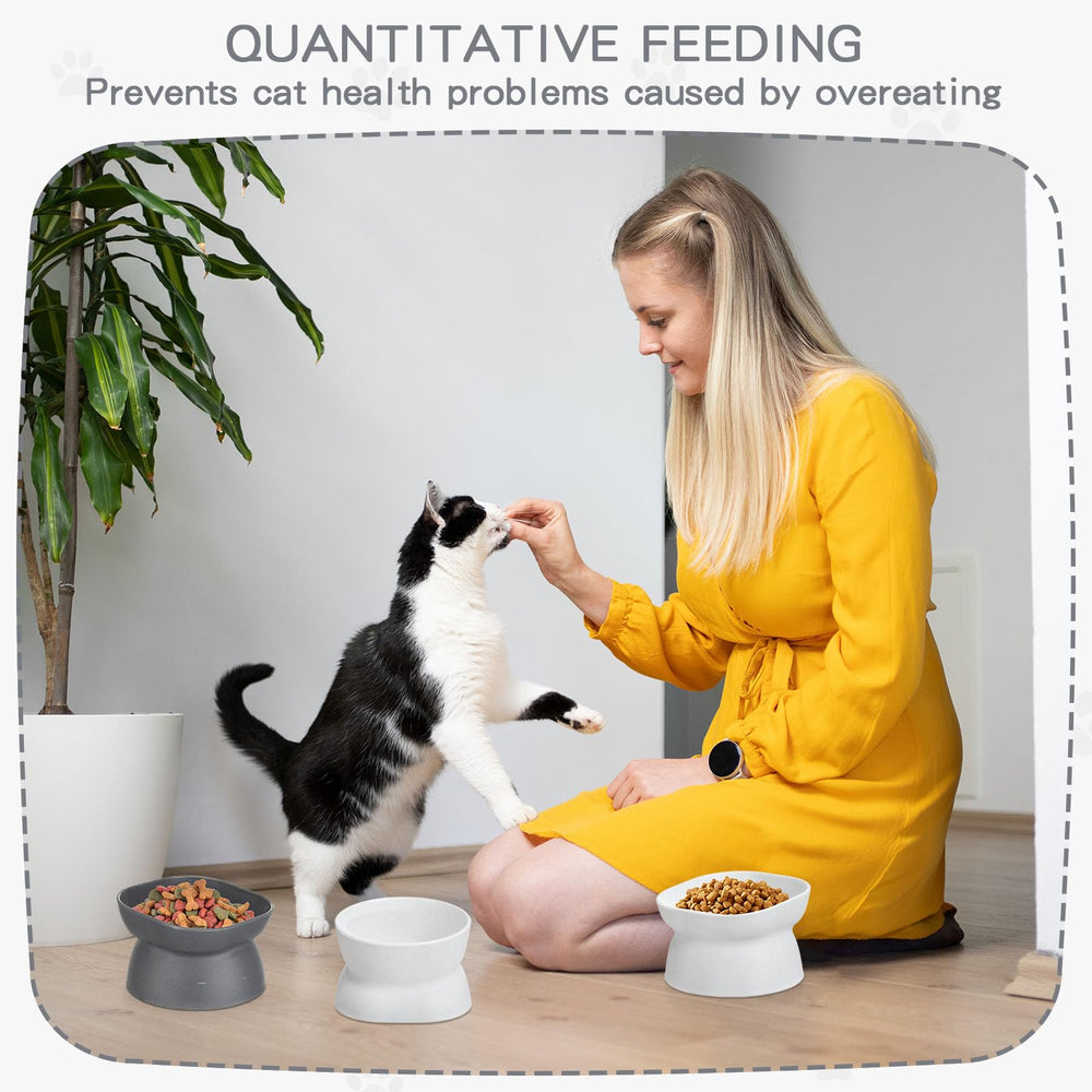 Clysee elevated cat bowls in white and grey variant for everyday use