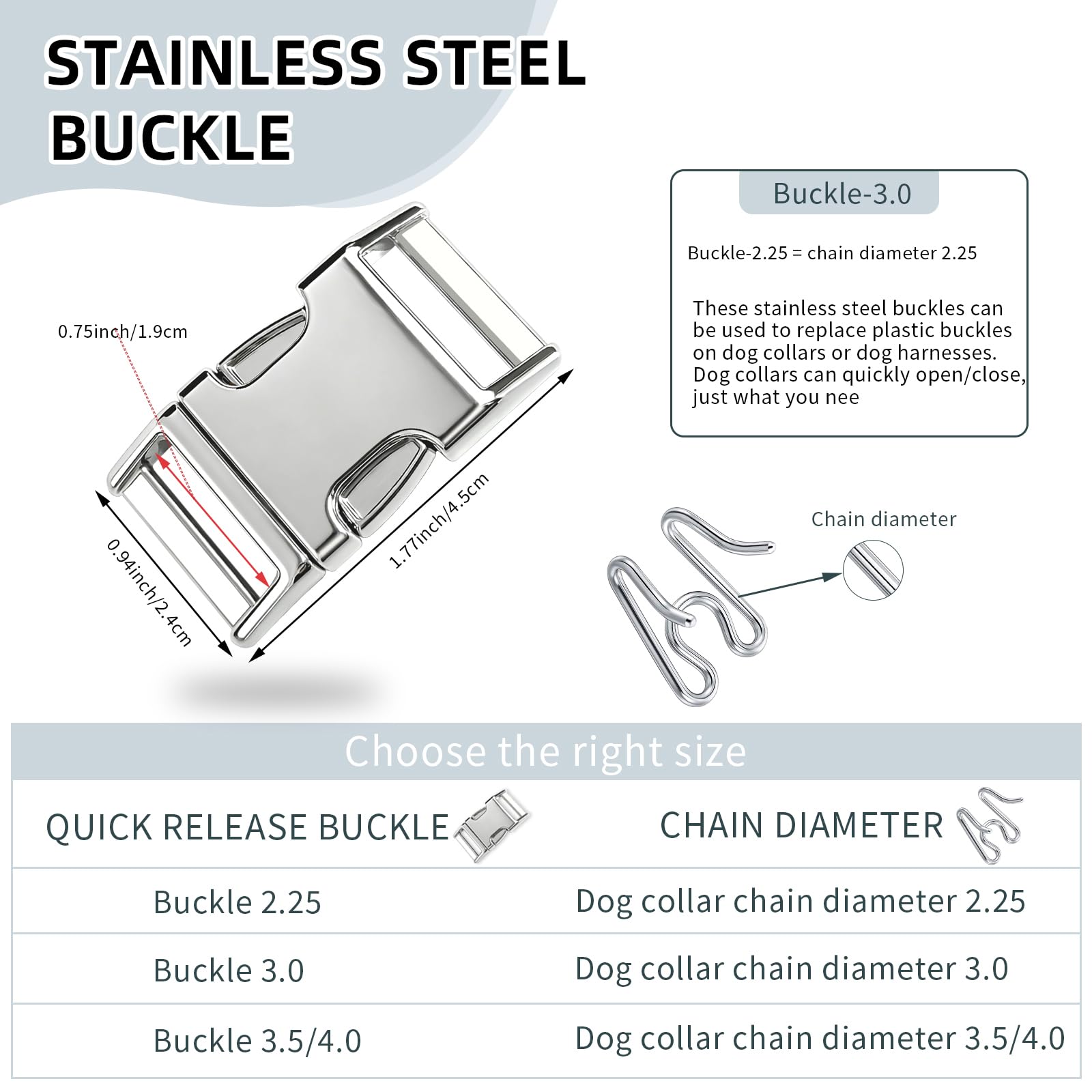 CMIYUYNG quick-release buckle enables easy on/off for dog collars.