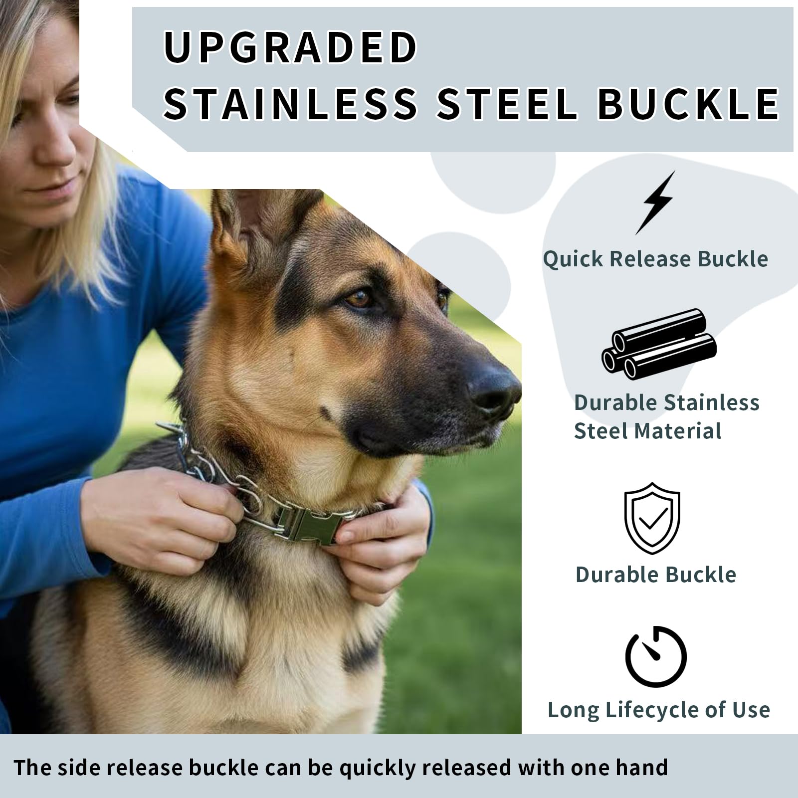 CMIYUYNG quick-release mechanism shown on a dog collar