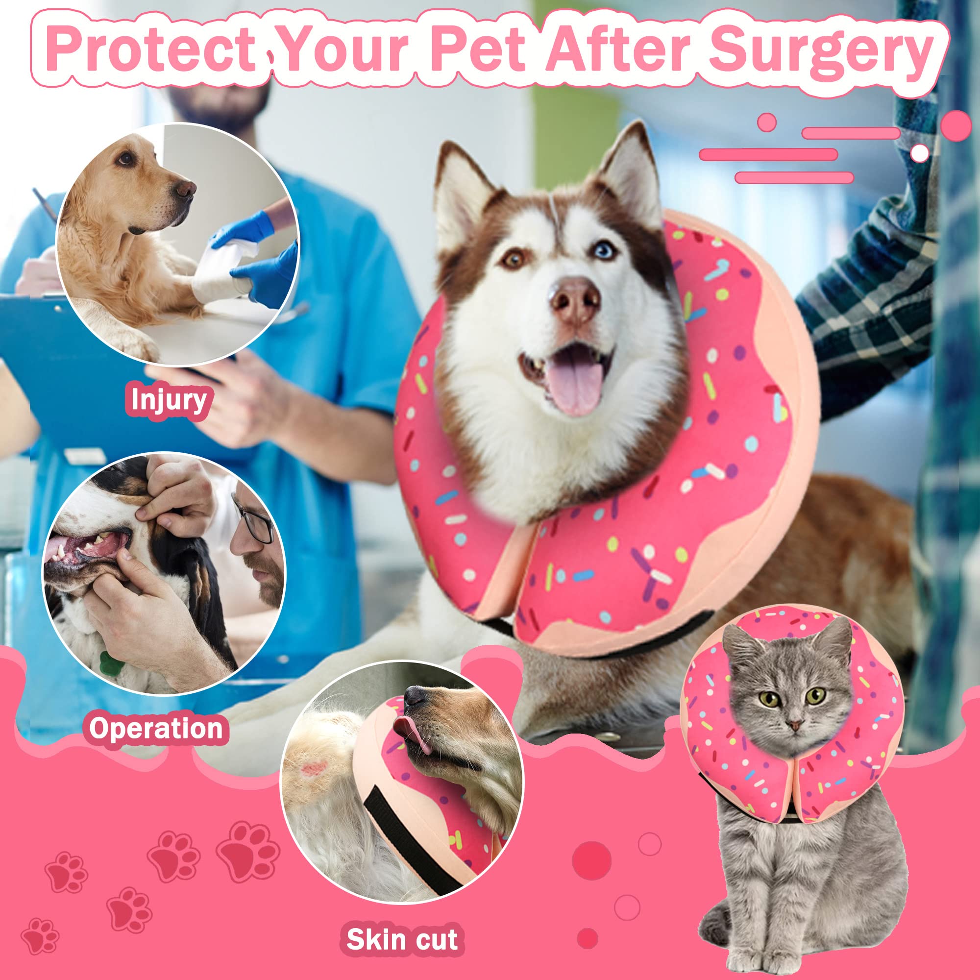 Cneo donut collar pink X-Large side view with adjustable strap and buckle for secure fit