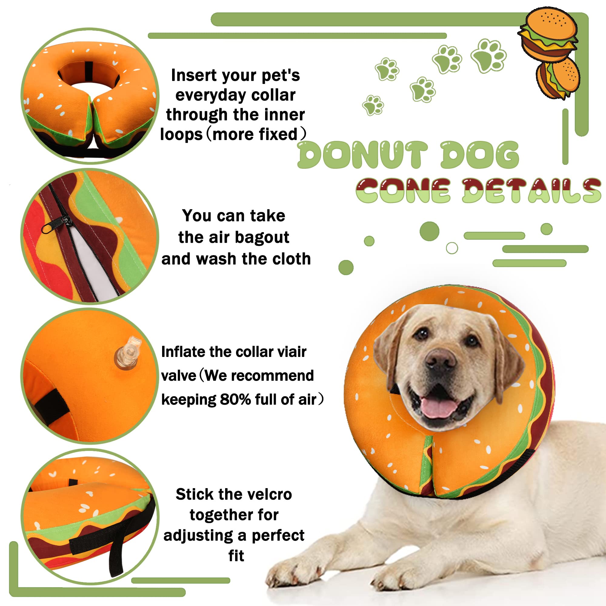 Cneo inflatable donut collar side view highlighting adjustable fit and buckle.