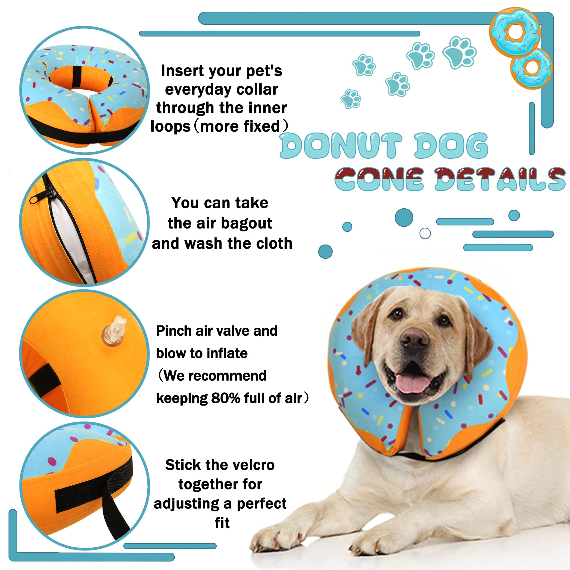 Cneo donut collar side zip design for easy cleaning and maintenance.