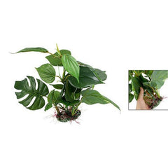 CNZ plastic plant in green, ceramic base, easy-to-clean decoration for tanks.
