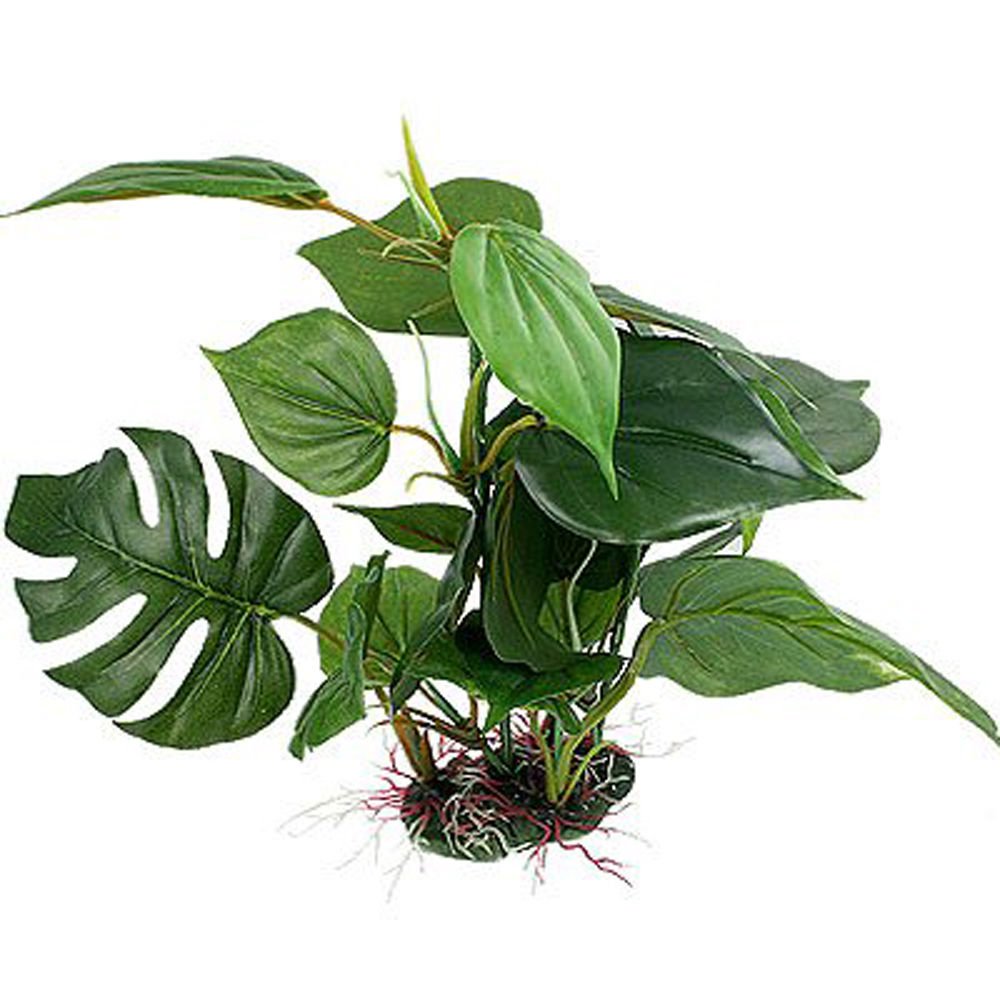 CNZ 13-inch green plant, ceramic base, adds stable visual cover in the aquarium.