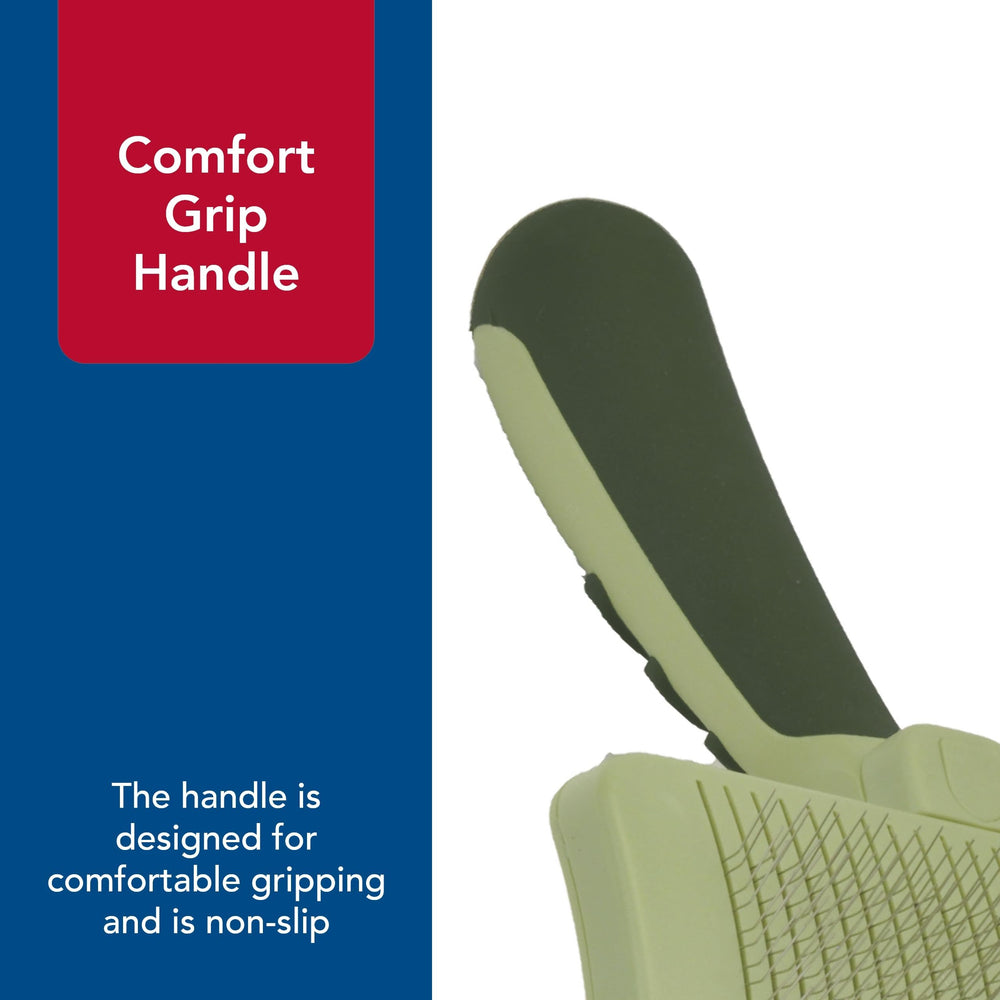 Coastal Safari slicker brush in use helps manage shedding.