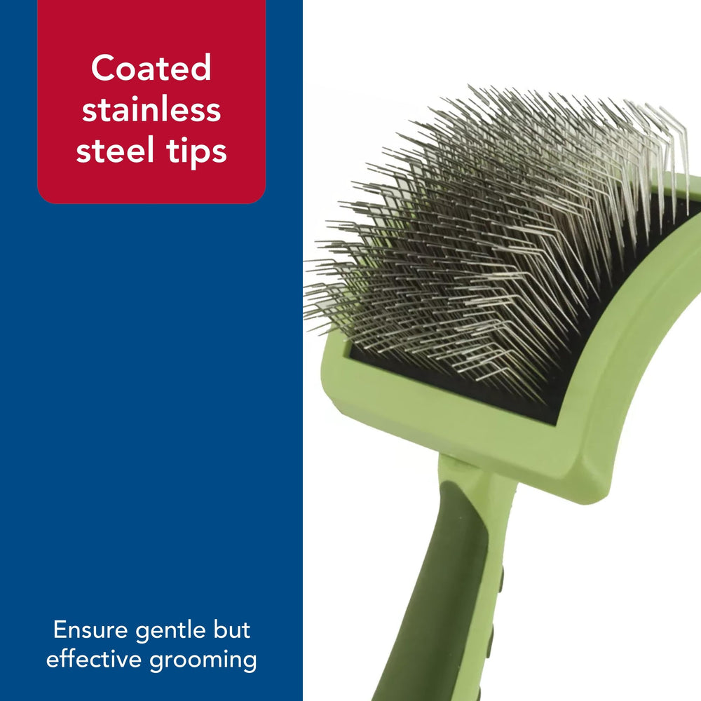 Coastal Safari curved firm slicker brush curved design follows a dog's body contours.