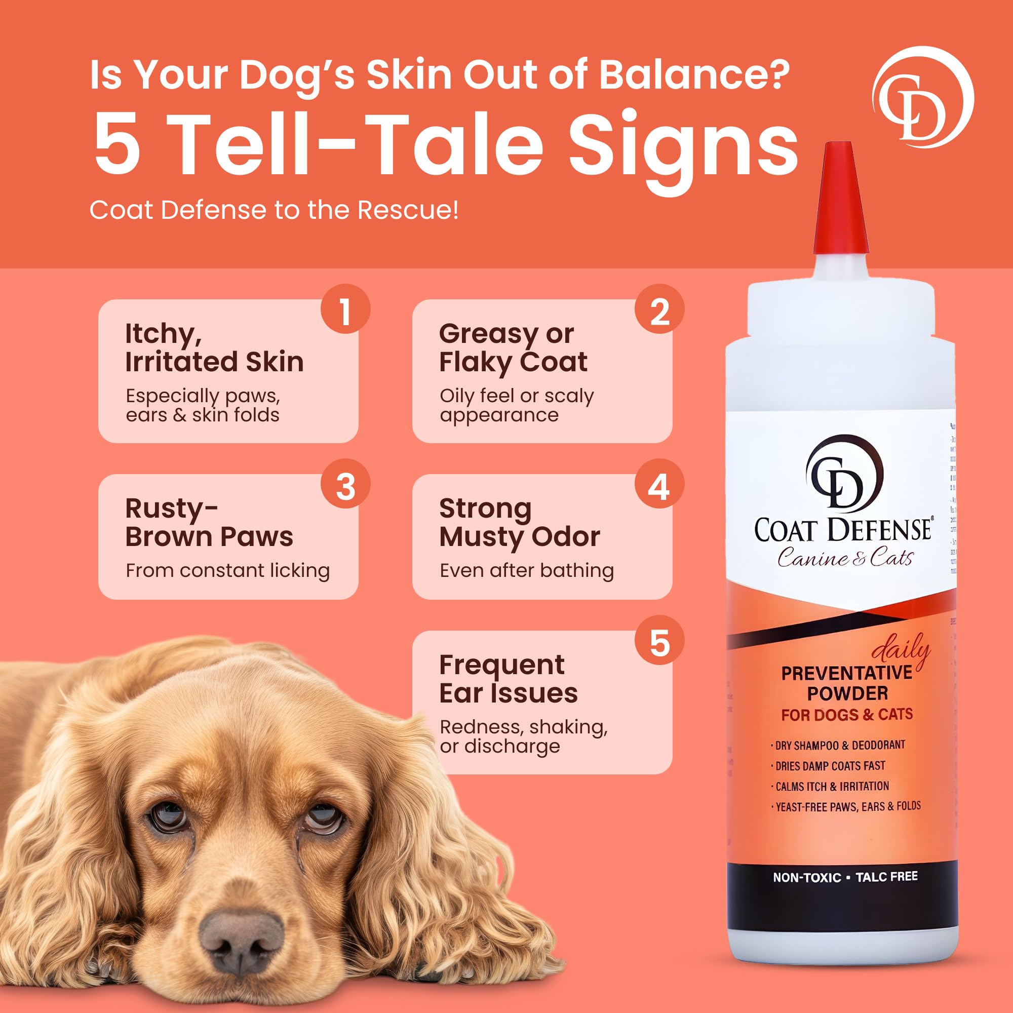 COAT DEFENSE suitable for dogs and cats needing daily coat support.