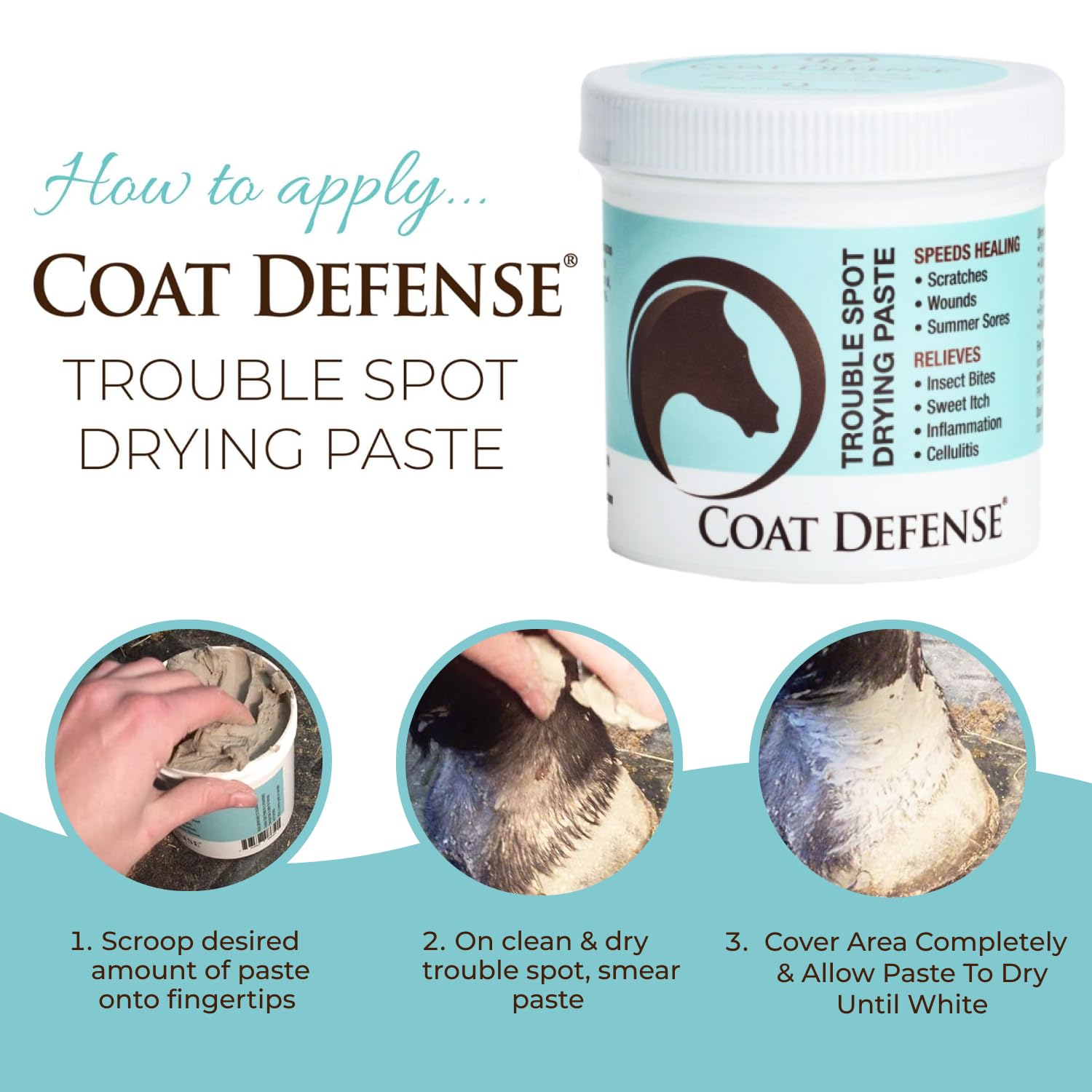 COAT DEFENSE paste on wounds highlights breathable, non-wet formula