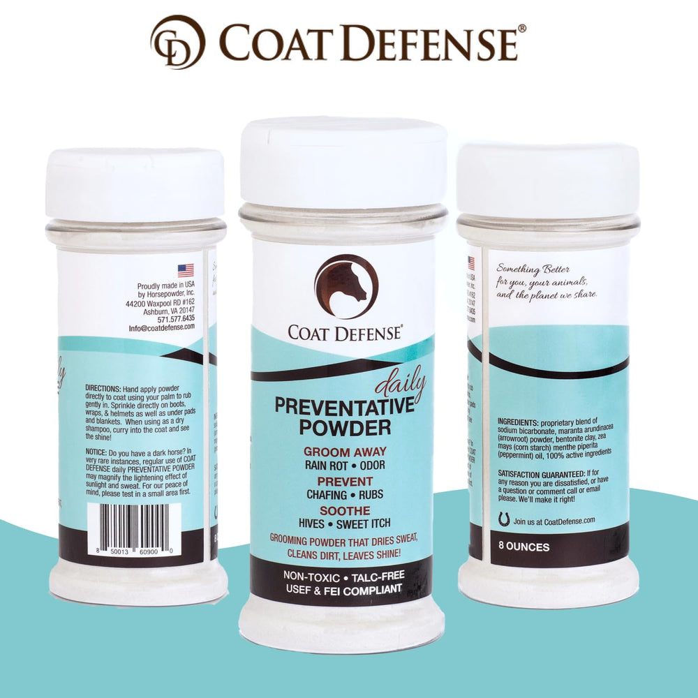 COAT DEFENSE use after ride to maintain dryness and odor control.