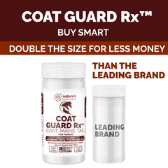 Nature's Pure Edge Coat Guard Rx powder being dusted onto a horse.