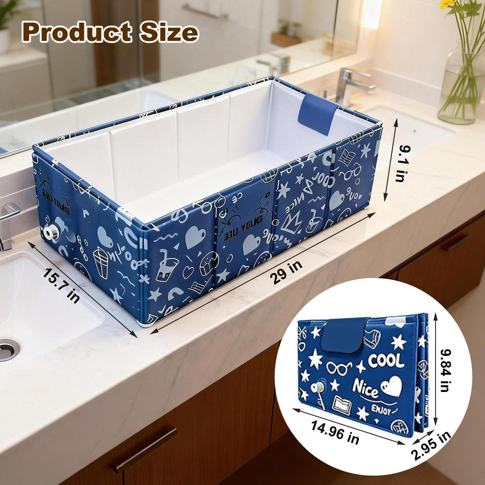 COBOPANDA collapsible pet bath tub with side drain for quick water release.