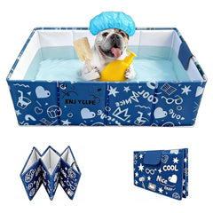 COBOPANDA foldable dog bathtub in blue, compact for easy storage.