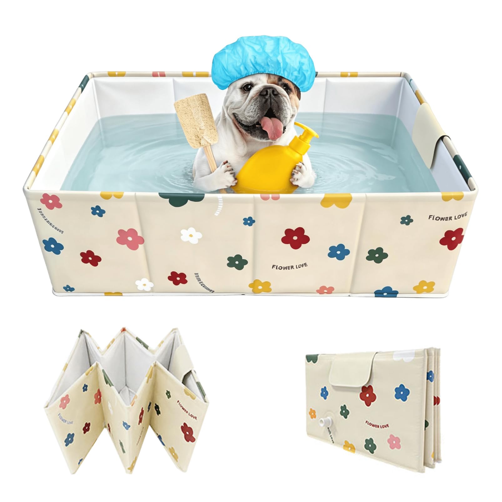 COBOPANDA foldable dog bathtub ready for easy bath time on counter or sink.