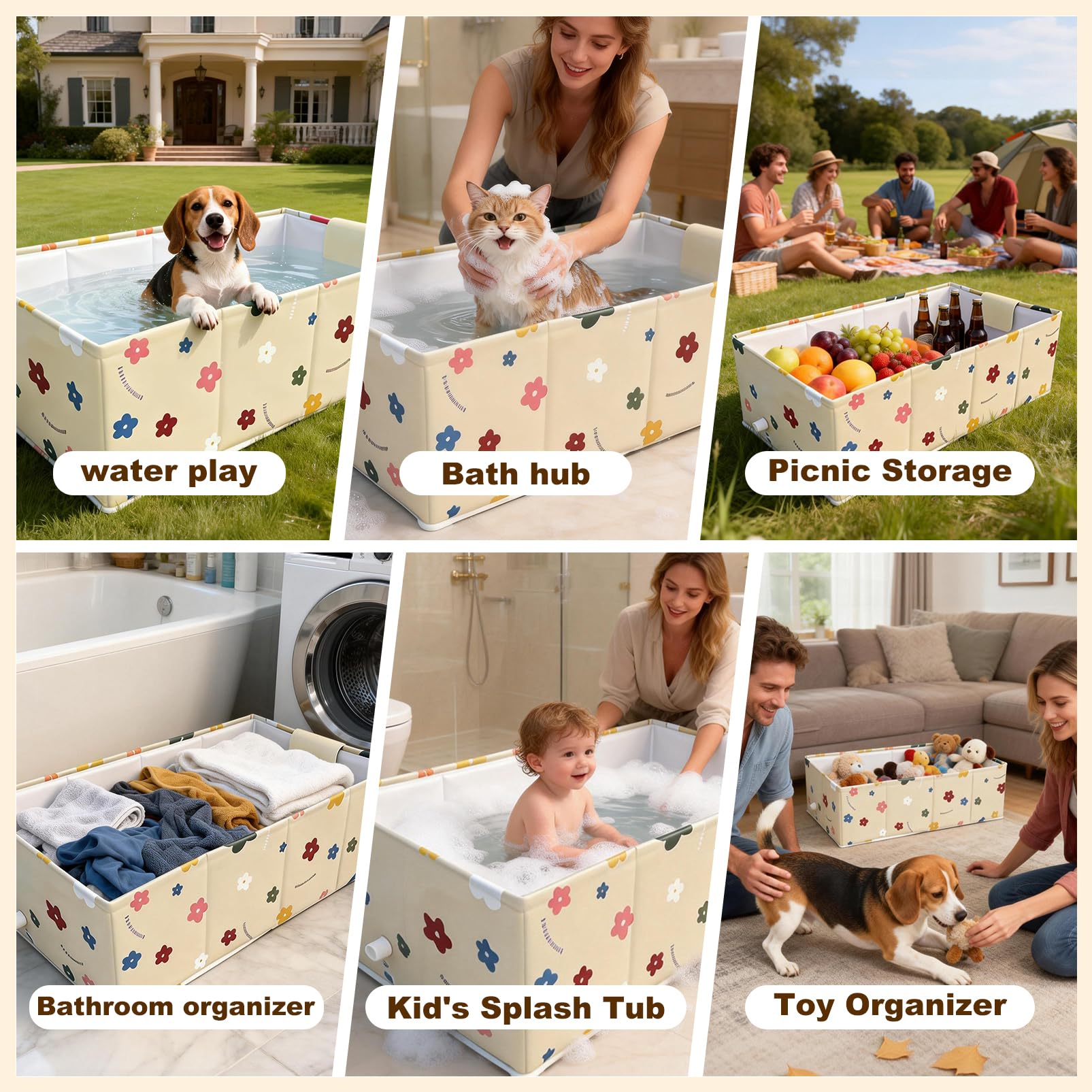 COBOPANDA foldable dog bathtub easy to dry and hang by handle.