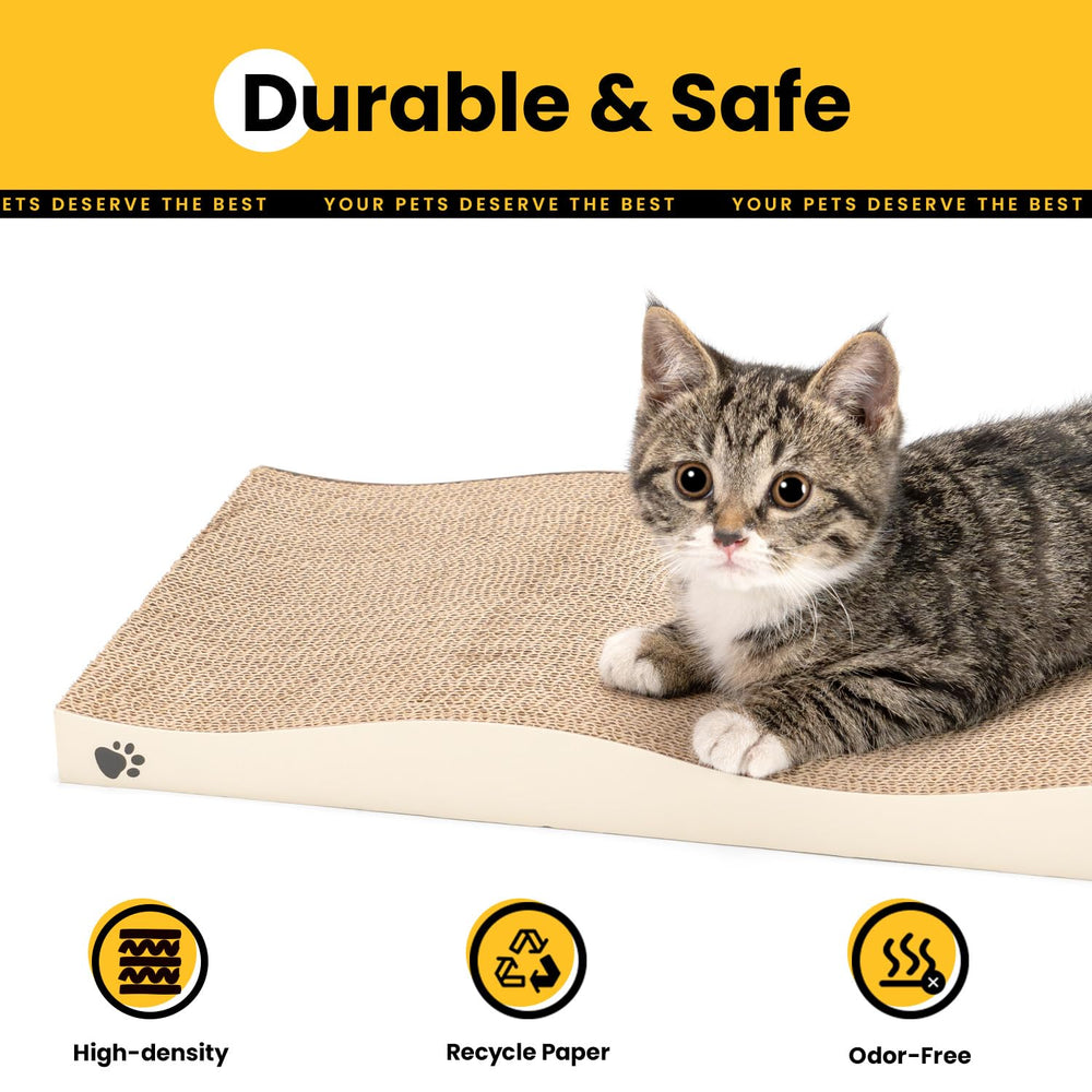 Coching cat scratcher with catnip invites playful scratching