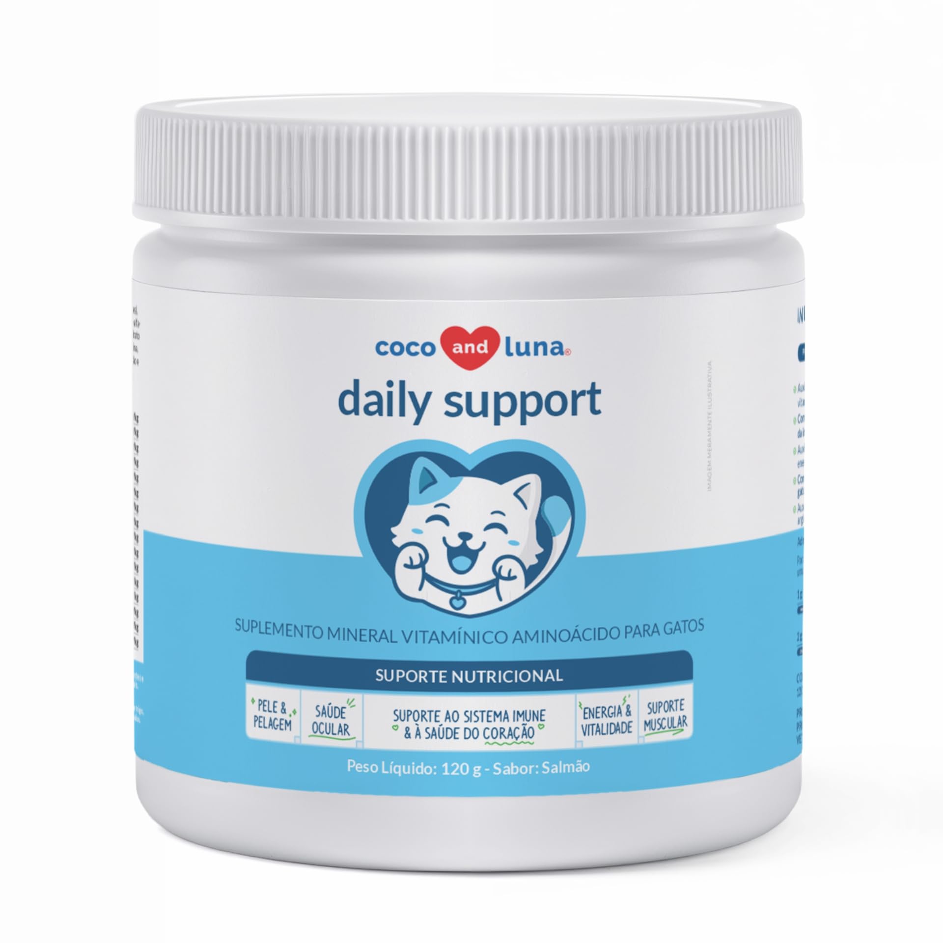 Coco and Luna daily cat multivitamin bottle packaging for easy daily use
