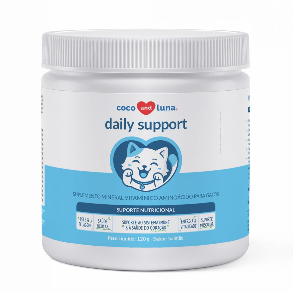 Coco and Luna daily cat multivitamin bottle packaging for easy daily use
