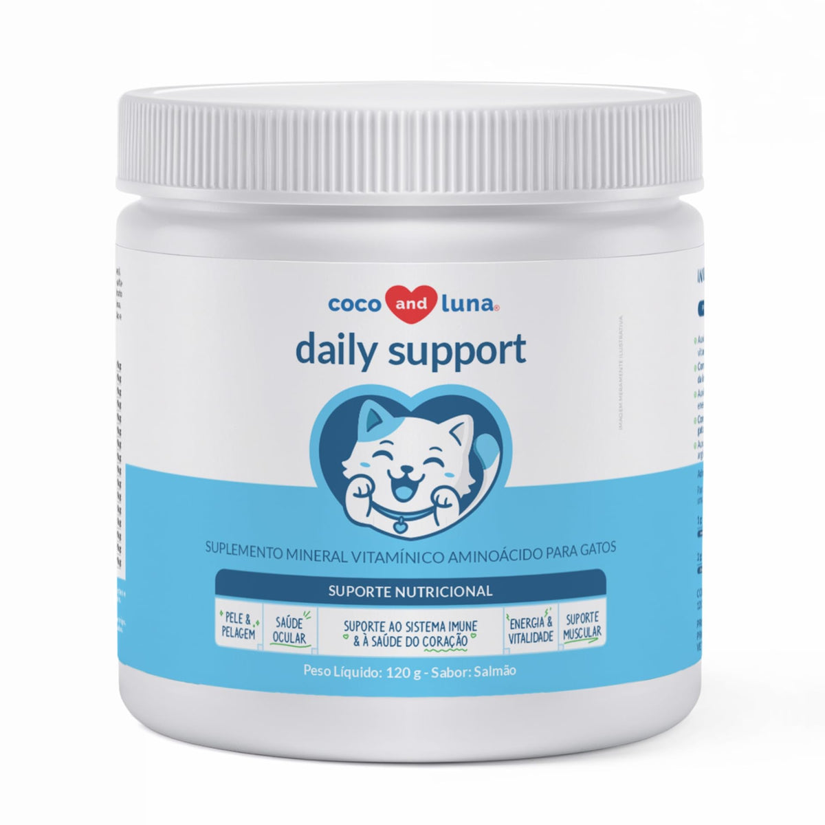 Coco and Luna daily cat multivitamin bottle packaging for easy daily use