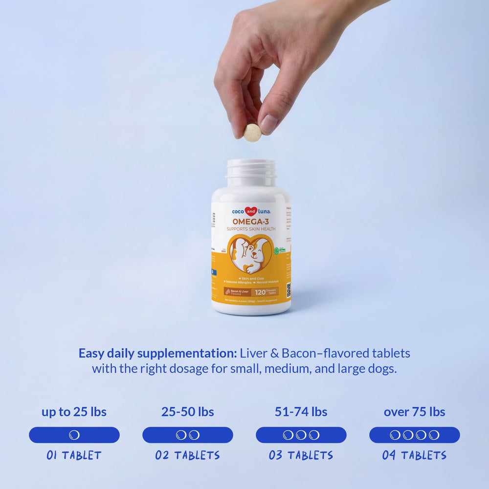 Coco and Luna seasonal allergy relief helps dogs feel more at ease.
