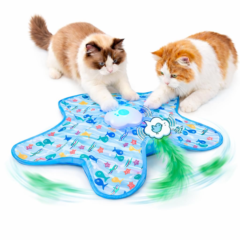 COCOING rotating interactive cat toy with feather wand sparks indoor hunting