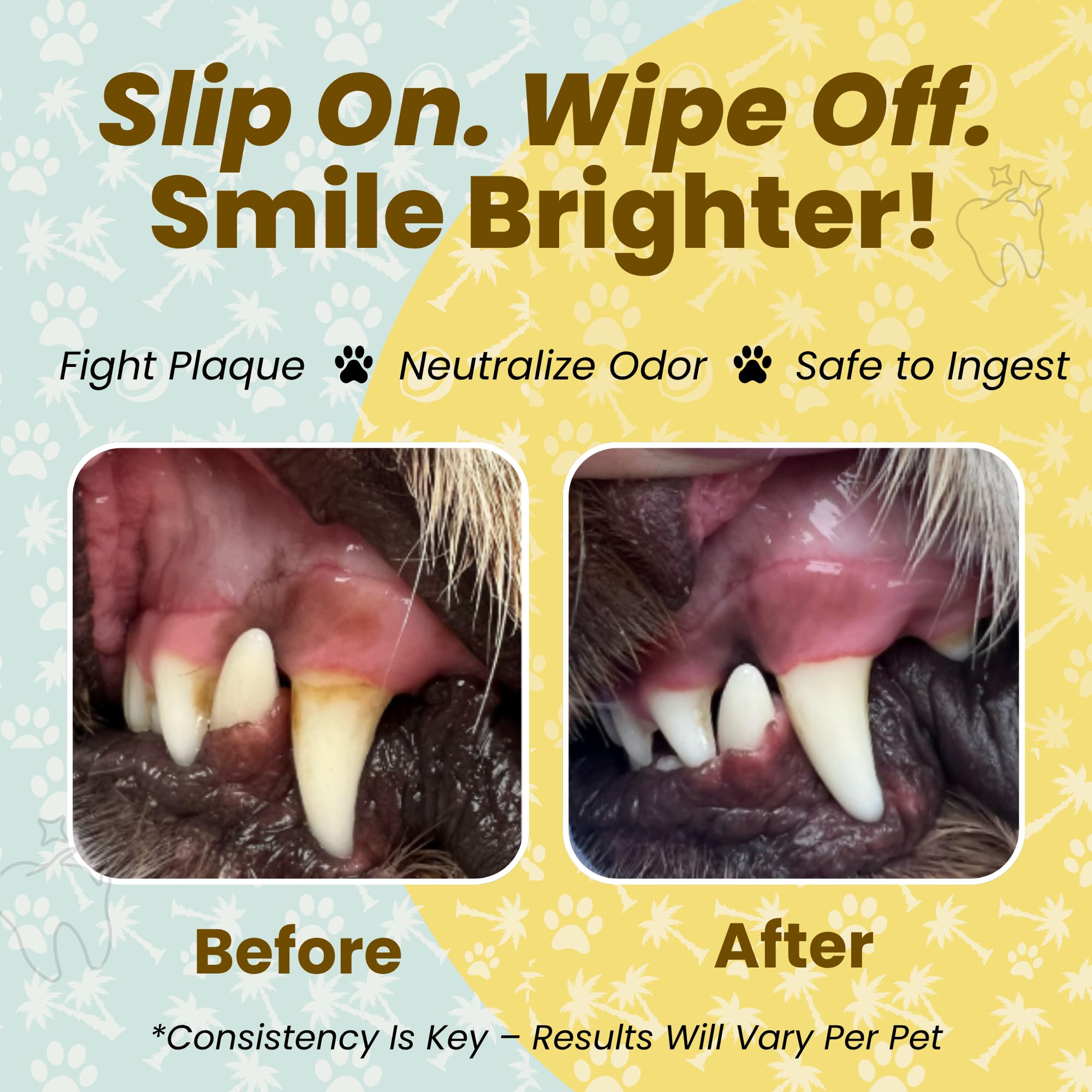 Cocopup patient-friendly wipes gently clean gums during brushing