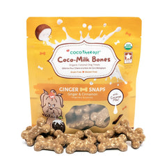 CocoTherapy Coco-Milk Bones Ginger Snaps pack shows grain-free dog treats