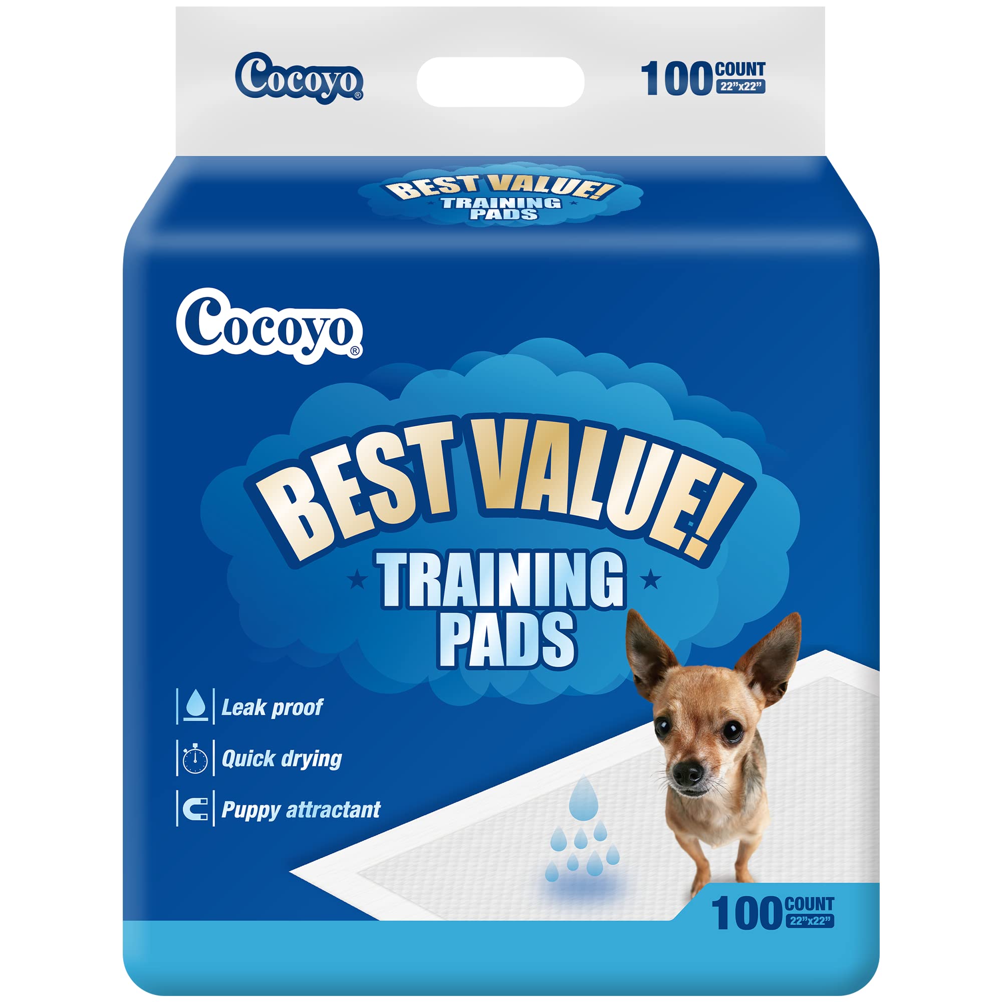 COCOYO Best Value Training Pads pack-front view for quick setup