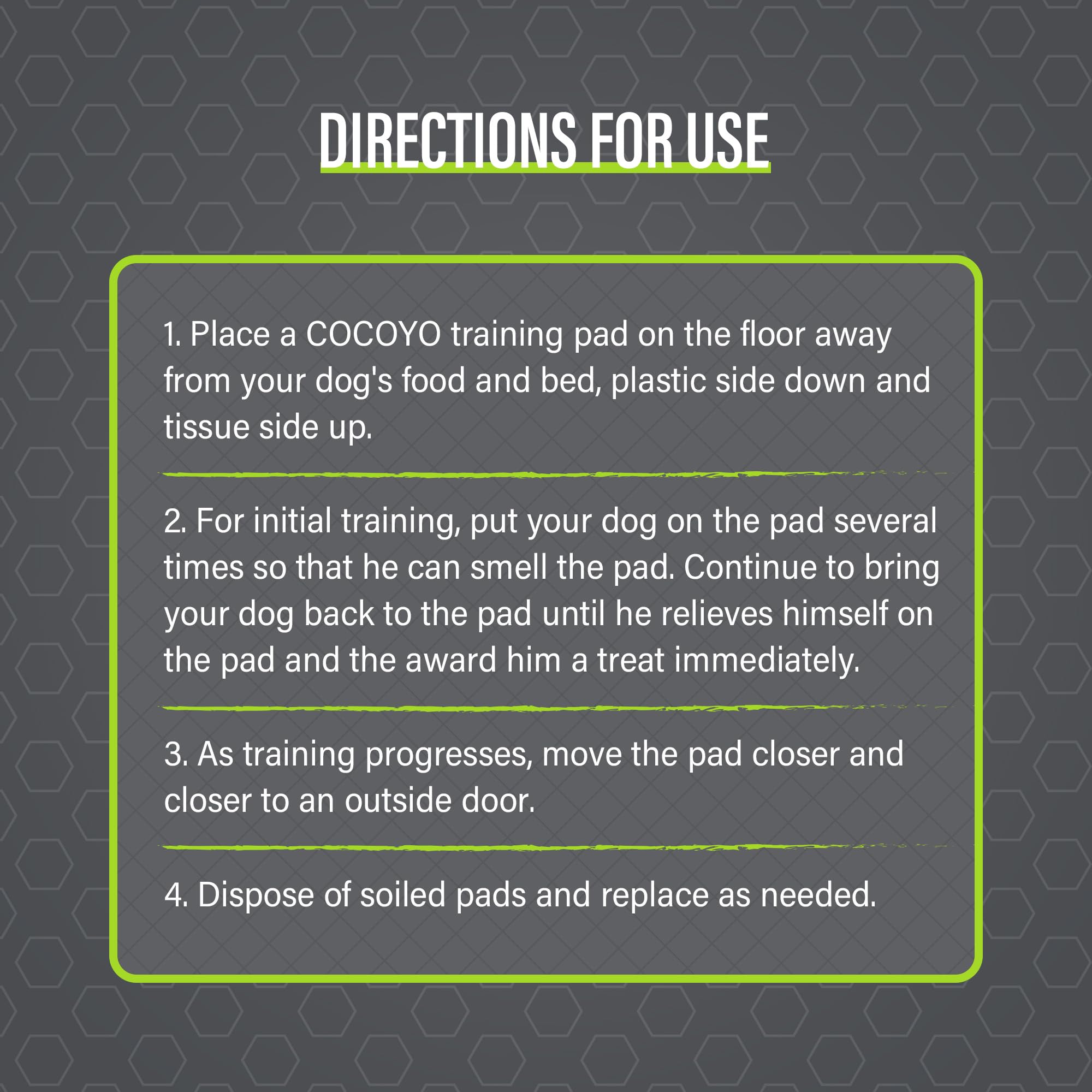 COCOYO black surface hides urine stains for discreet use
