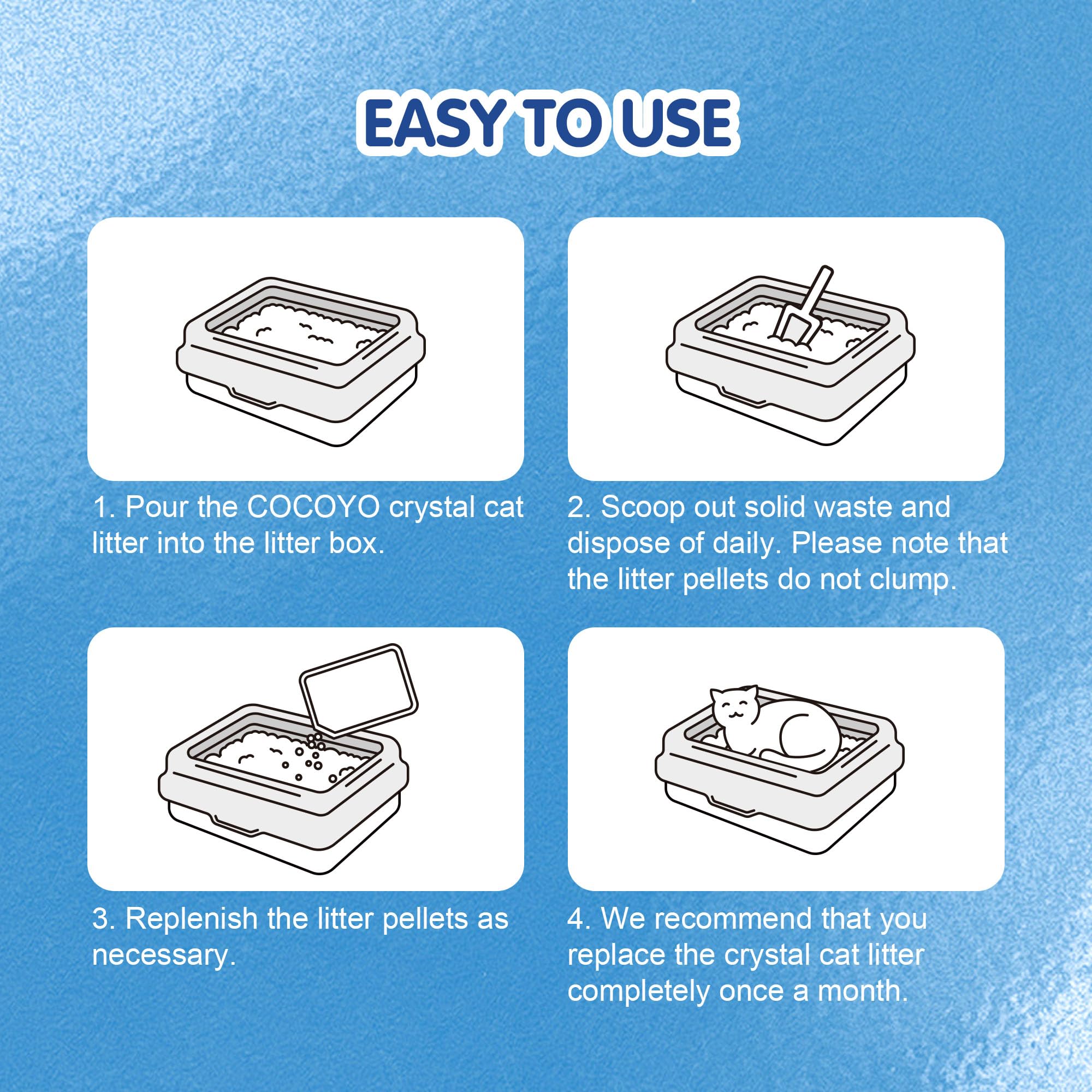 COCOYO Crystal Cat Litter comes in ultra-lightweight bags for easy handling.
