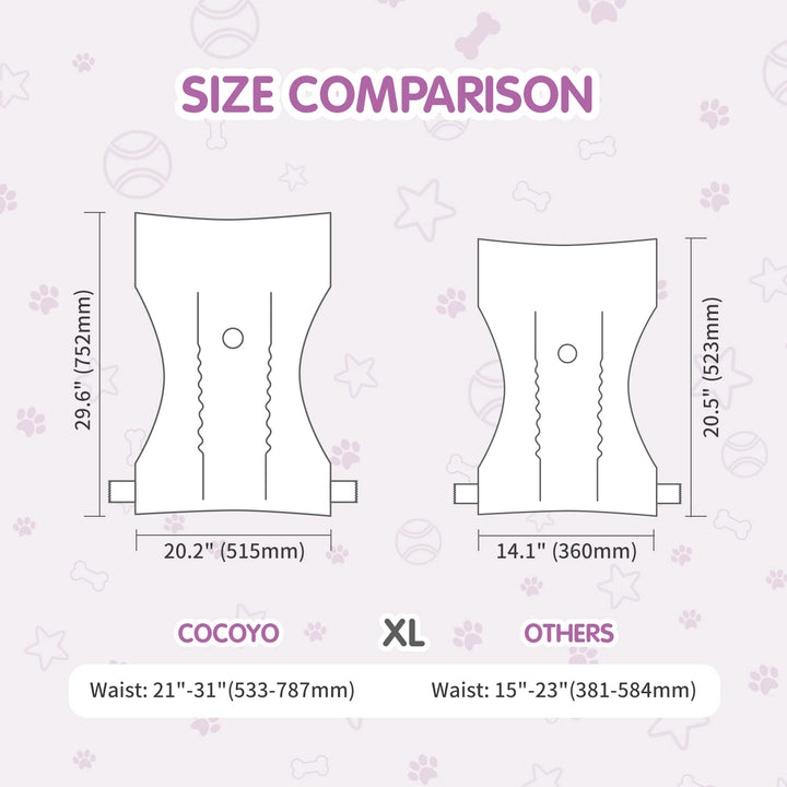 COCOYO diapers feature adjustable fasteners for a secure fur-safe fit.