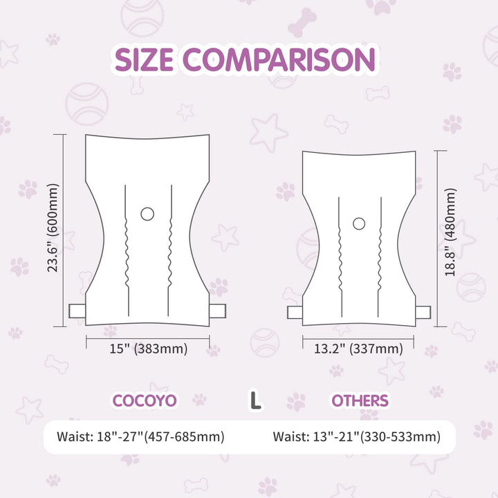 COCOYO large diaper with adjustable fasteners for a secure fit around fur.