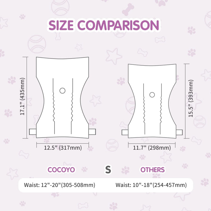 COCOYO diaper with adjustable fasteners for secure fur-safe fit.