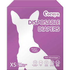 COCOYO XS 84-count disposable female dog diapers package showing full leakage protection.