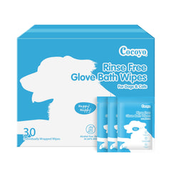 COCOYO glove wipe in use for quick pet grooming and fresh scent.