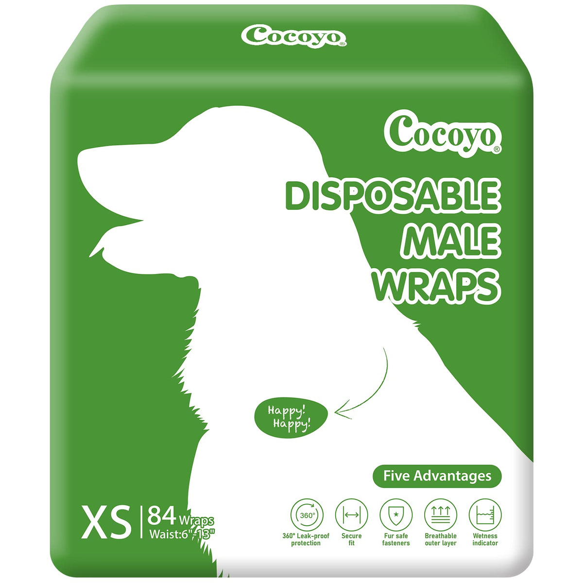 COCOYO disposable male wrap with breathable outer layer for dog comfort.