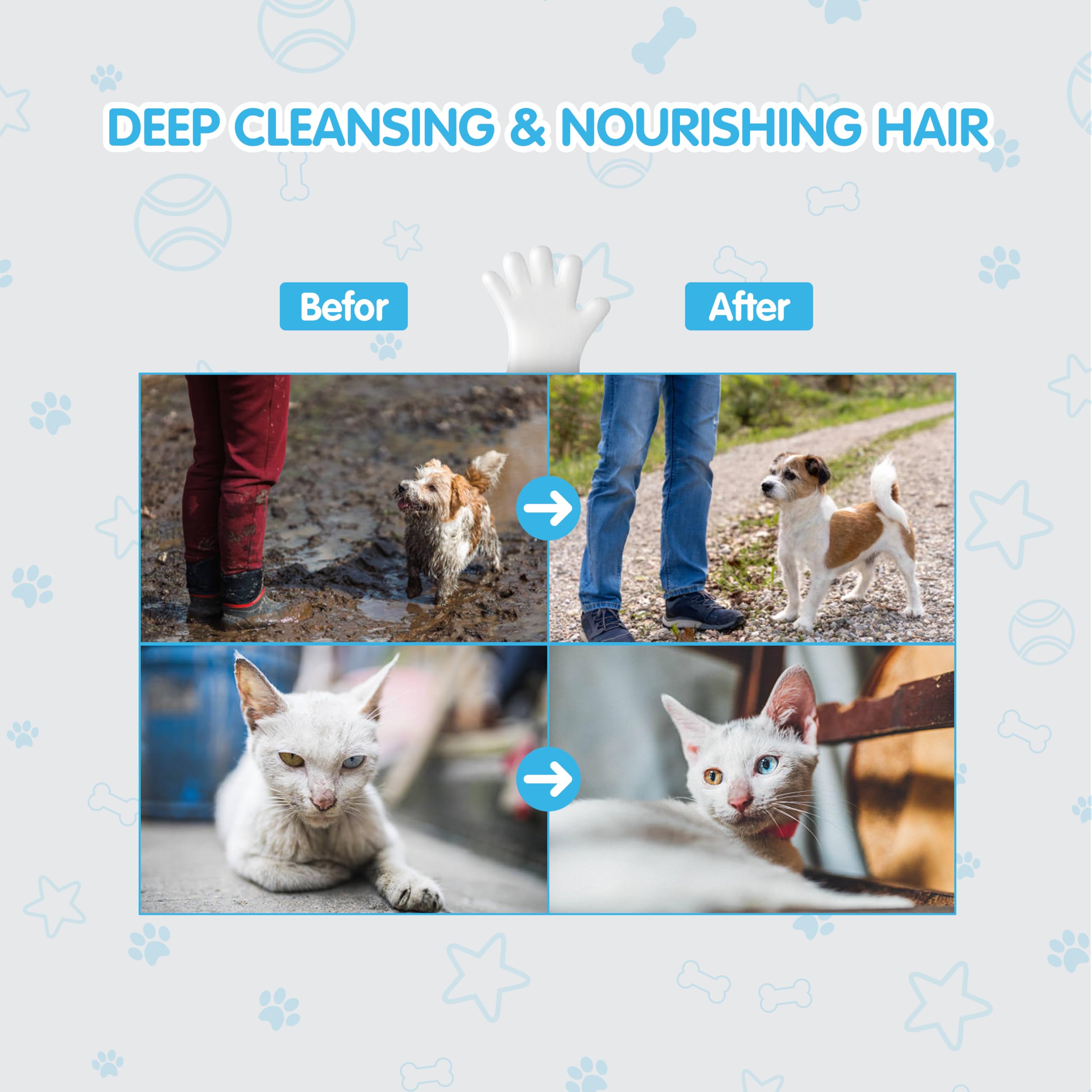 COCOYO glove wipes pack for dogs and cats with versatile cleaning.